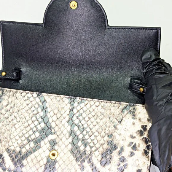 Balmain B-Buzz Snakeskin-Embossed Leather Gold Chain Clutch Wallet (MSRP $1,095) - Picture 16 of 16